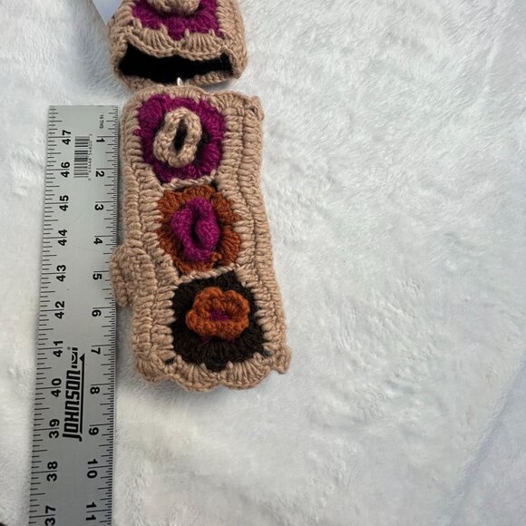 Kathmandu Inc. Hand Warmer Wool Fingerless Mittens Floral Himalayan Artisan New - Picture 4 of 5
